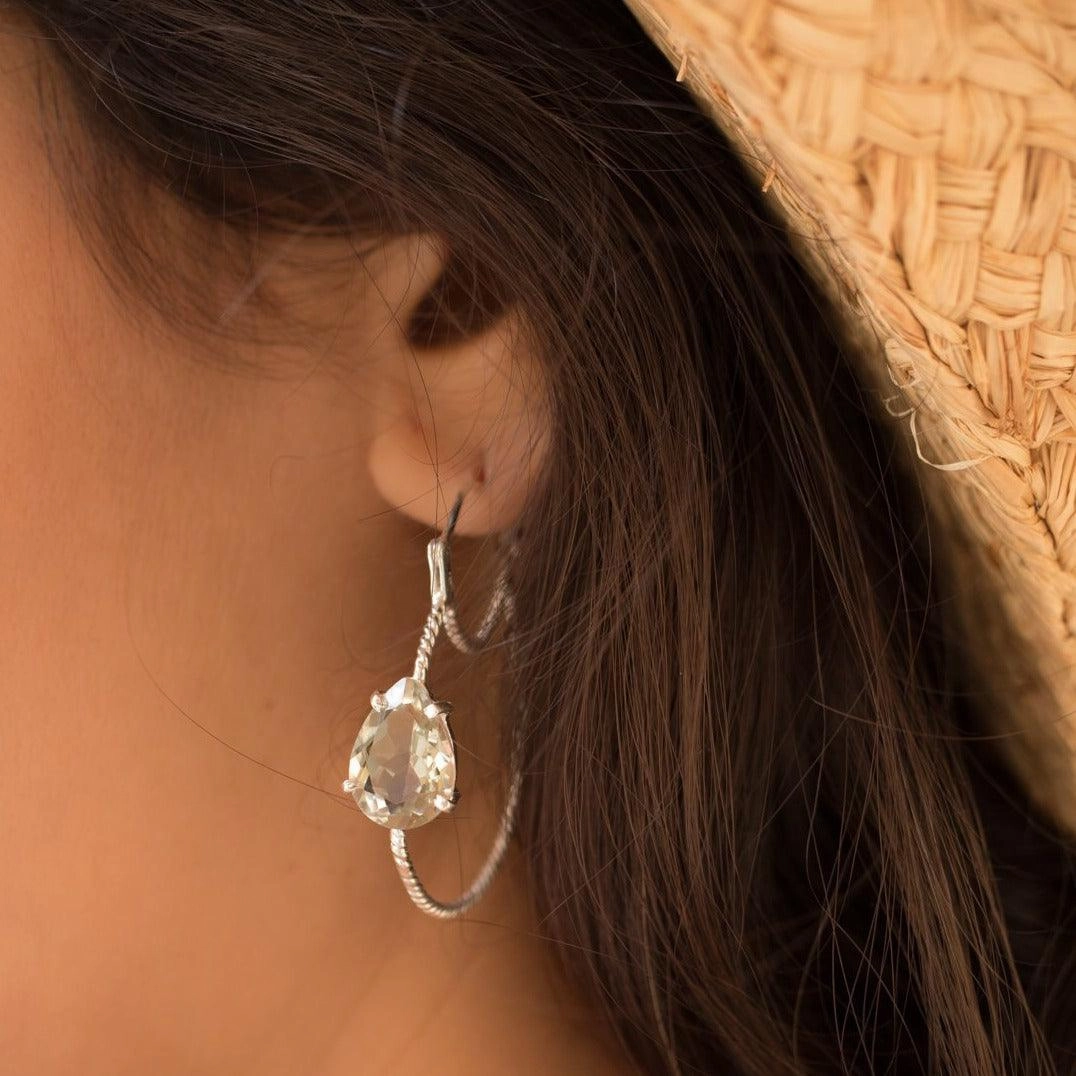 Green Amethyst Earrings ~ Sterling Silver 925 ~  ME092
