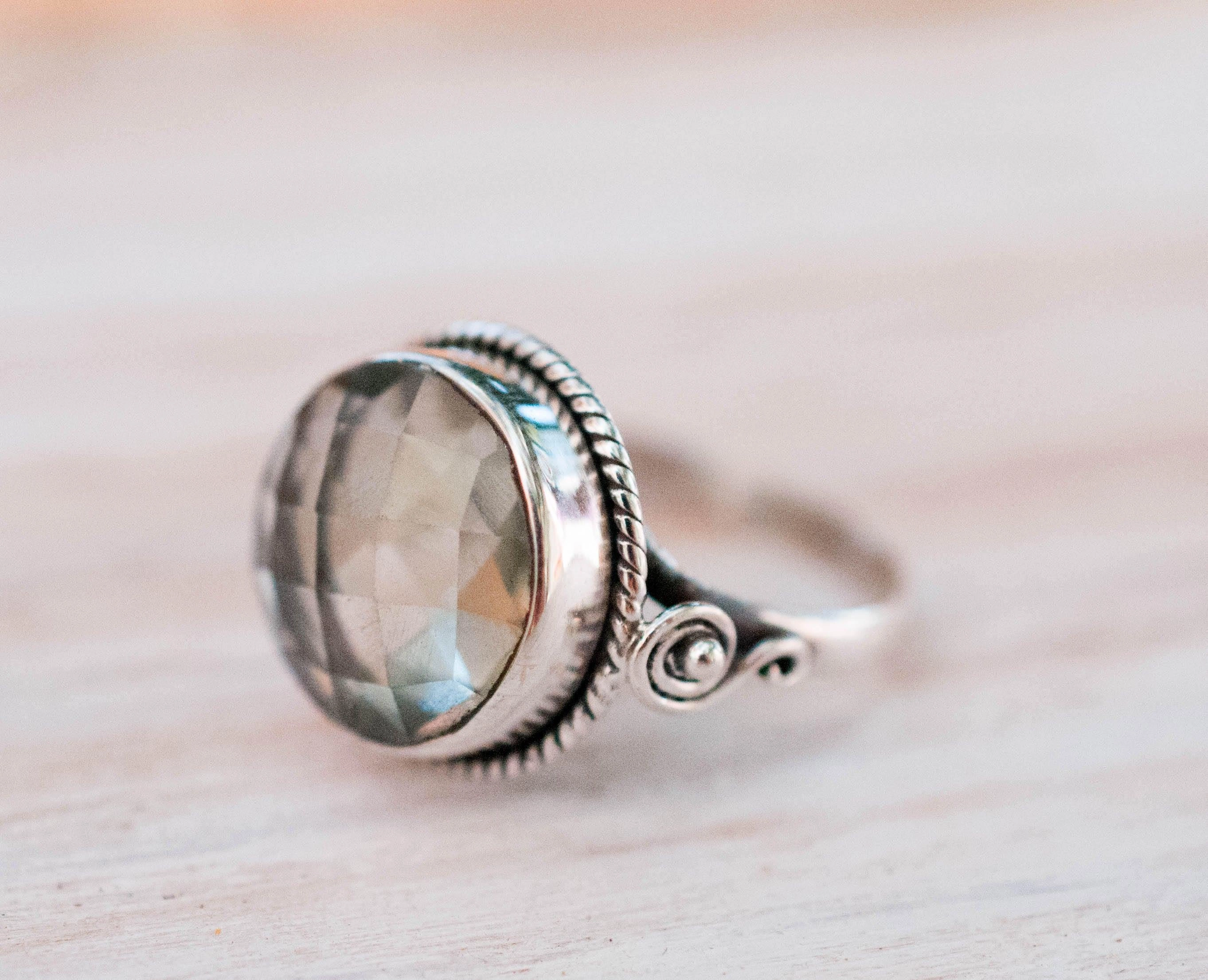 Green Amethyst Ring ~ Sterling Silver 925 ~MR124