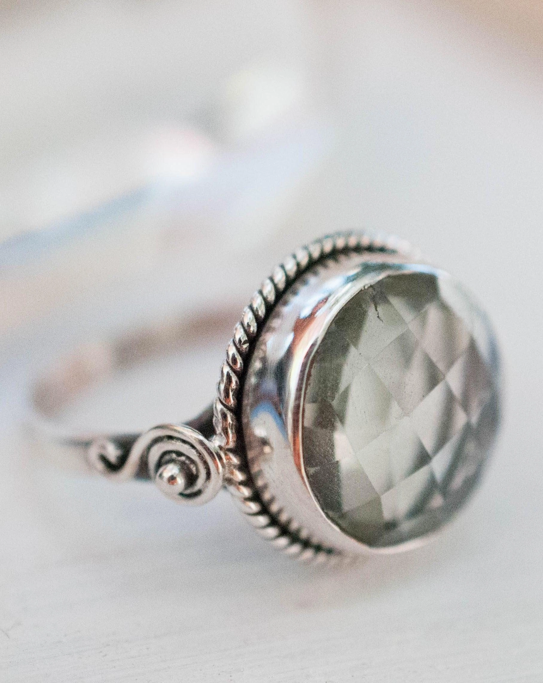 Green Amethyst Ring ~ Sterling Silver 925 ~MR124