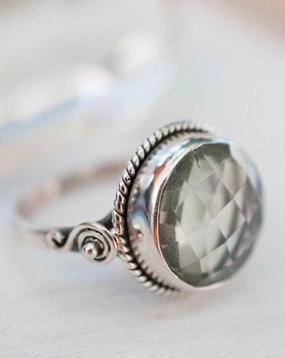 Green Amethyst Ring ~ Sterling Silver 925 ~MR124
