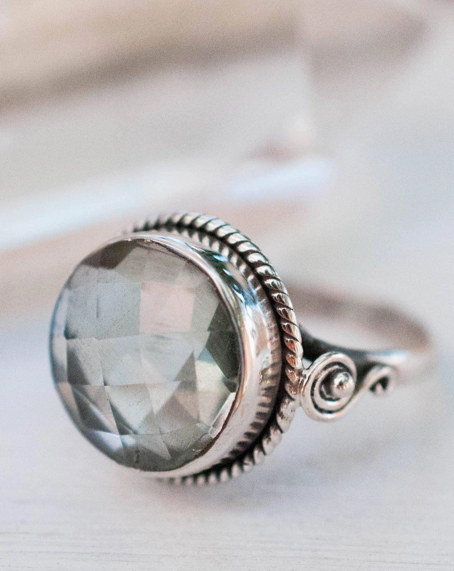 Green Amethyst Ring ~ Sterling Silver 925 ~MR124