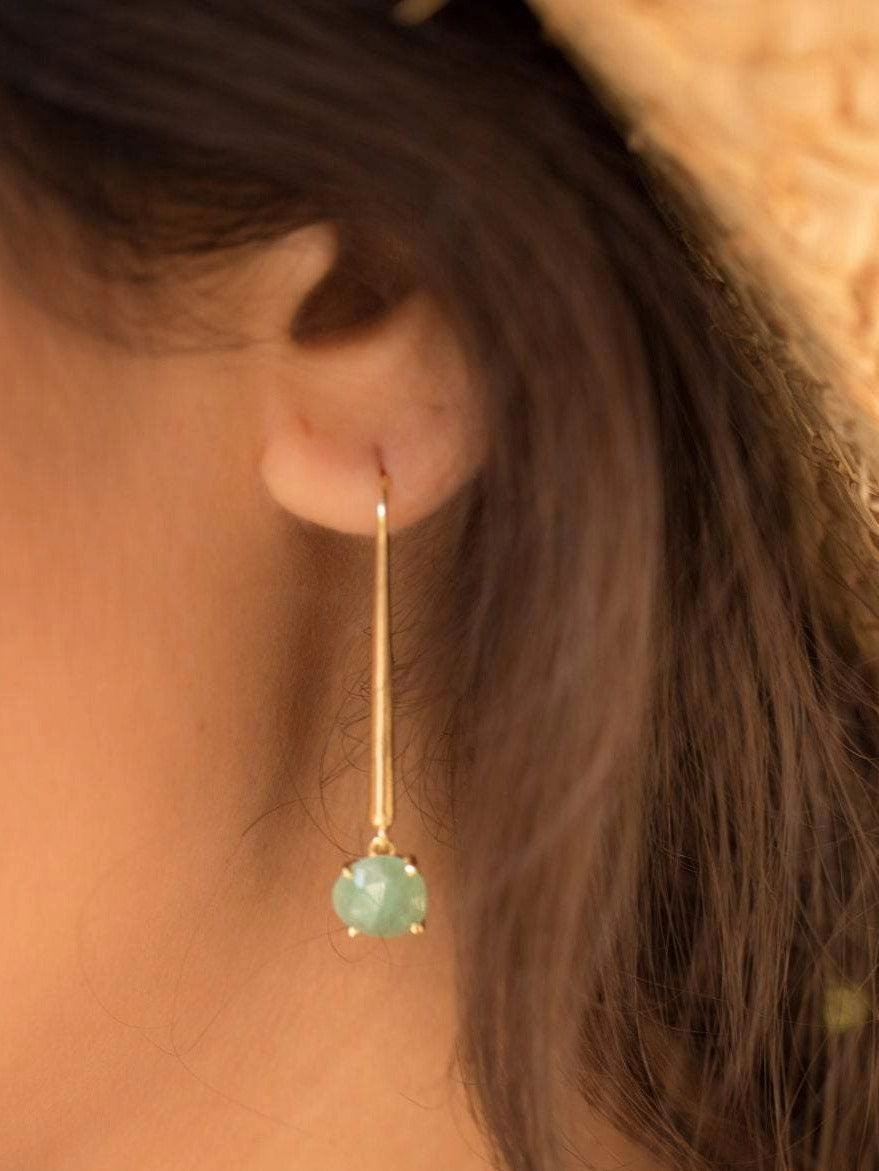 Green Aventurine Earrings ~ 18k Gold Plated~ ME049