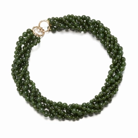 Green Nephrite Jade 5-Strand Twist Necklace