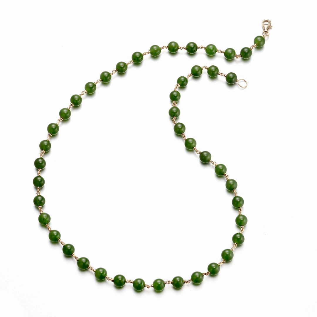 Green Nephrite Jade Gold Link Necklace