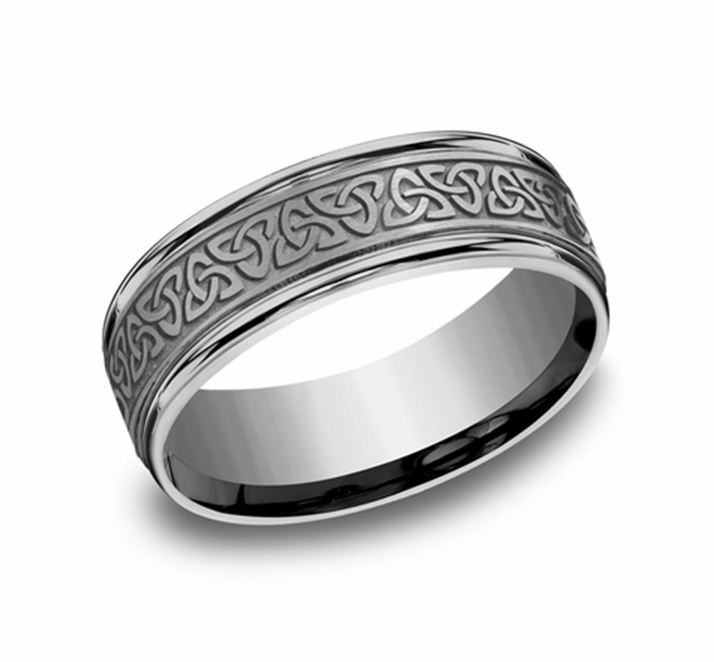 Grey Tantalum 7mm Love Knot Triangle Polished Round Edge Wedding Band