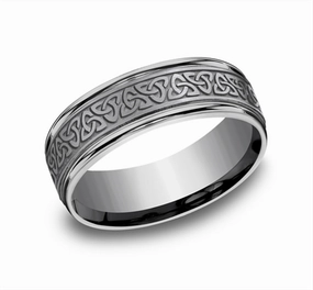 Grey Tantalum 7mm Love Knot Triangle Polished Round Edge Wedding Band
