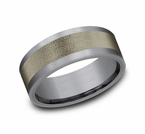 Grey Tantalum And Bronze Wired Finish 8mm Wedding Band