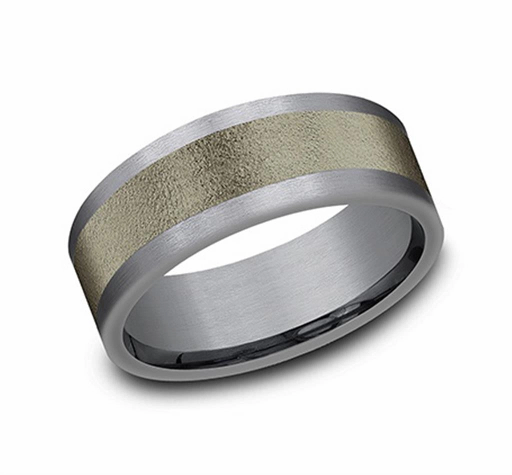 Grey Tantalum And Bronze Wired Finish 8mm Wedding Band