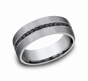 Grey Tantalum The Edison 7.5mm Black Diamond Channel Set Wedding Band