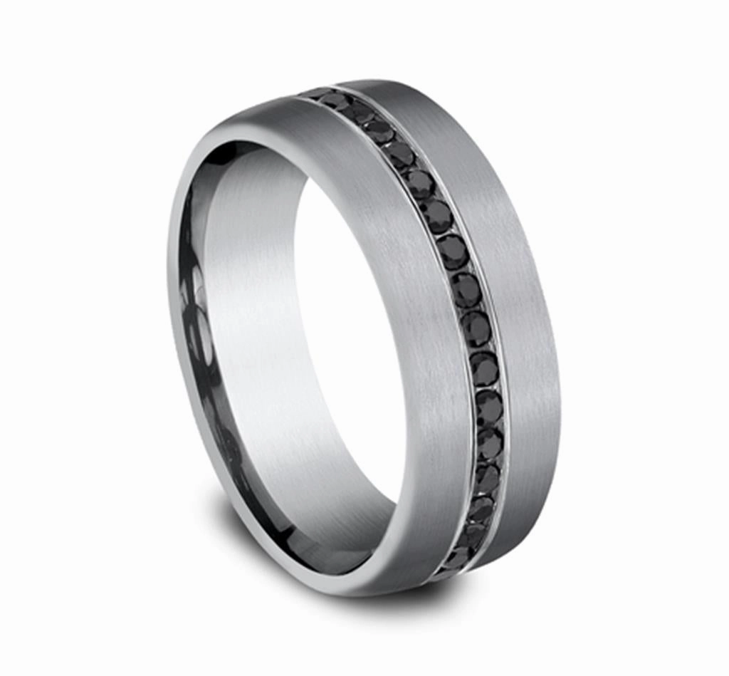Grey Tantalum The Edison 7.5mm Black Diamond Channel Set Wedding Band