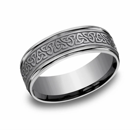 Grey Tantalum The Limerick 7mm Love Knot Triangle Wedding Band