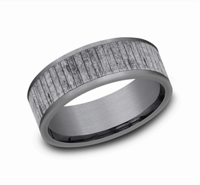 Grey Tantalum Wood Split 8mm Straight Edge Wedding Band
