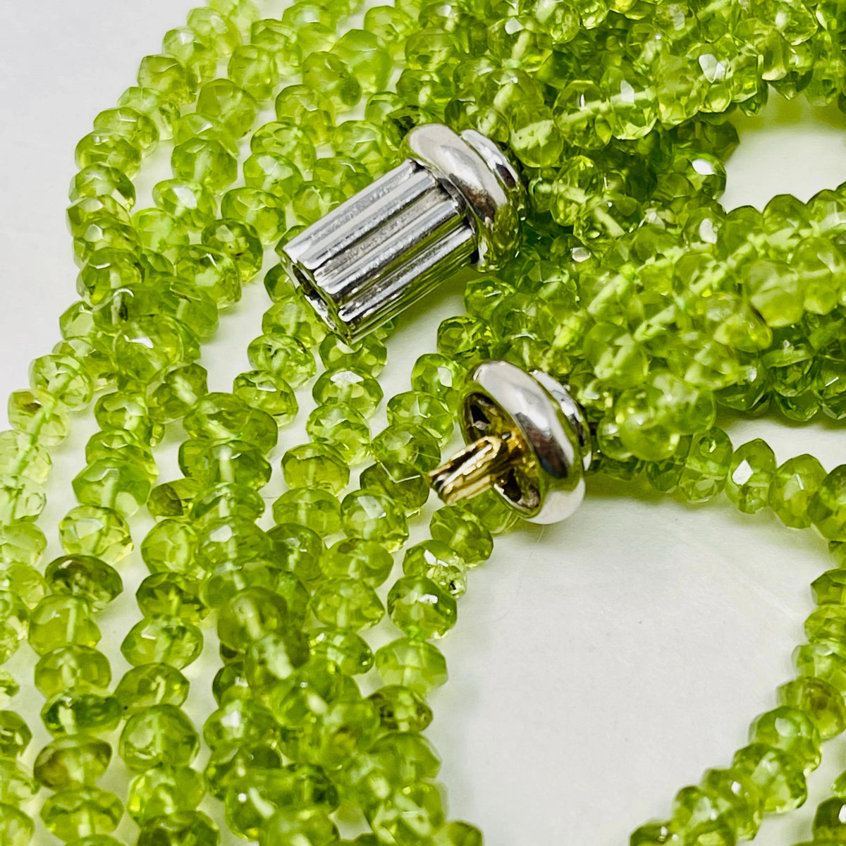 Hamilton & Inches 7 Strand Peridot Tassel Necklace with Diamonds (includes appra