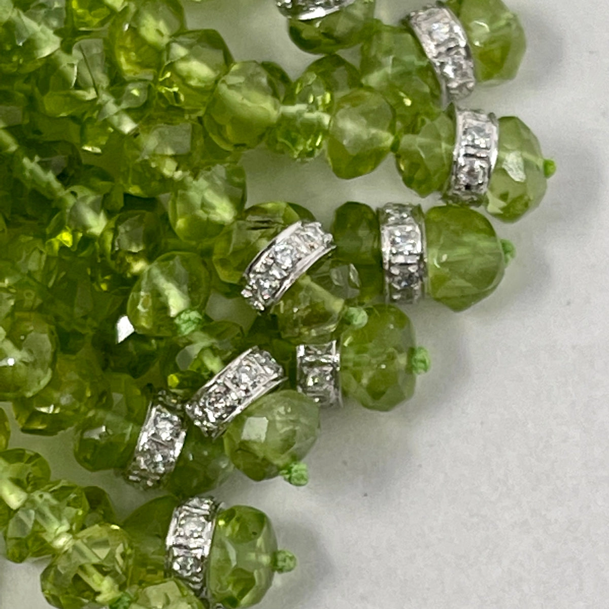 Hamilton & Inches 7 Strand Peridot Tassel Necklace with Diamonds (includes appra