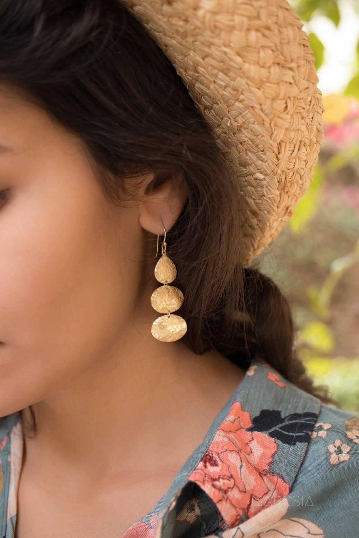 Hammered Earrings ~ Gold Plated ~  ME093
