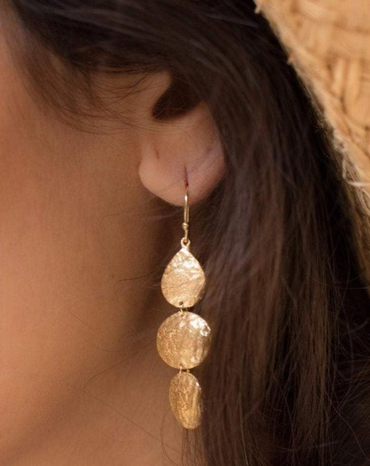 Hammered Earrings ~ Gold Plated ~  ME093