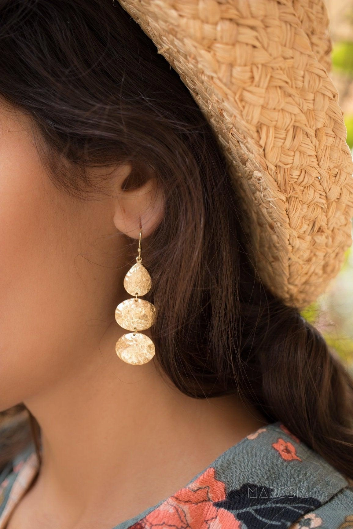 Hammered Earrings ~ Gold Plated ~  ME093