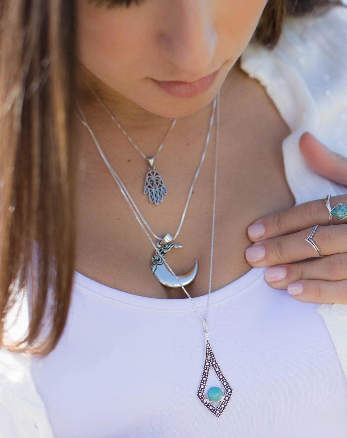 Hamsa Pendant ~ Sterling Silver ~ SMP054