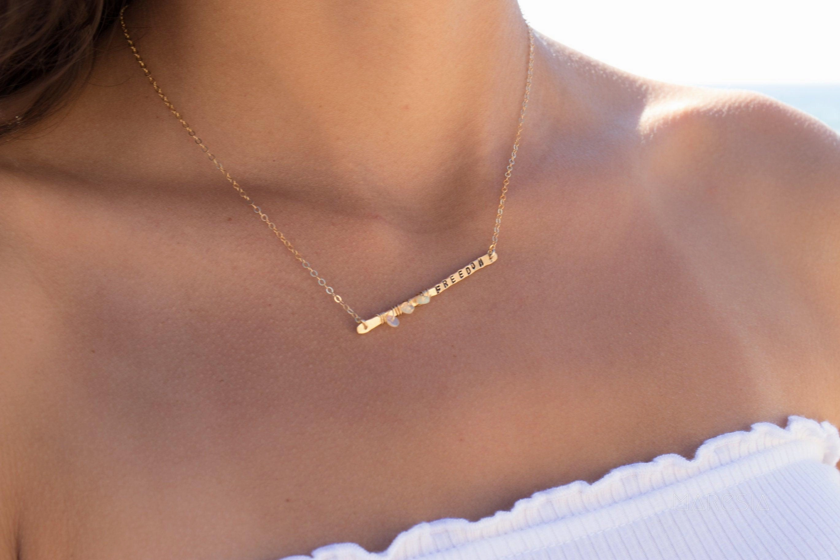 Hand Stamped Bar Necklace ~ Sterling Silver 925 & Gold Filled~MN008