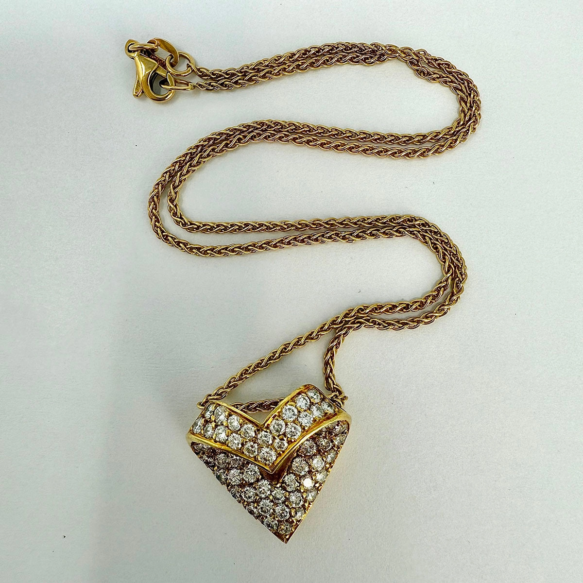 Harco 18K Gold Heart Pendant Diamond Necklace