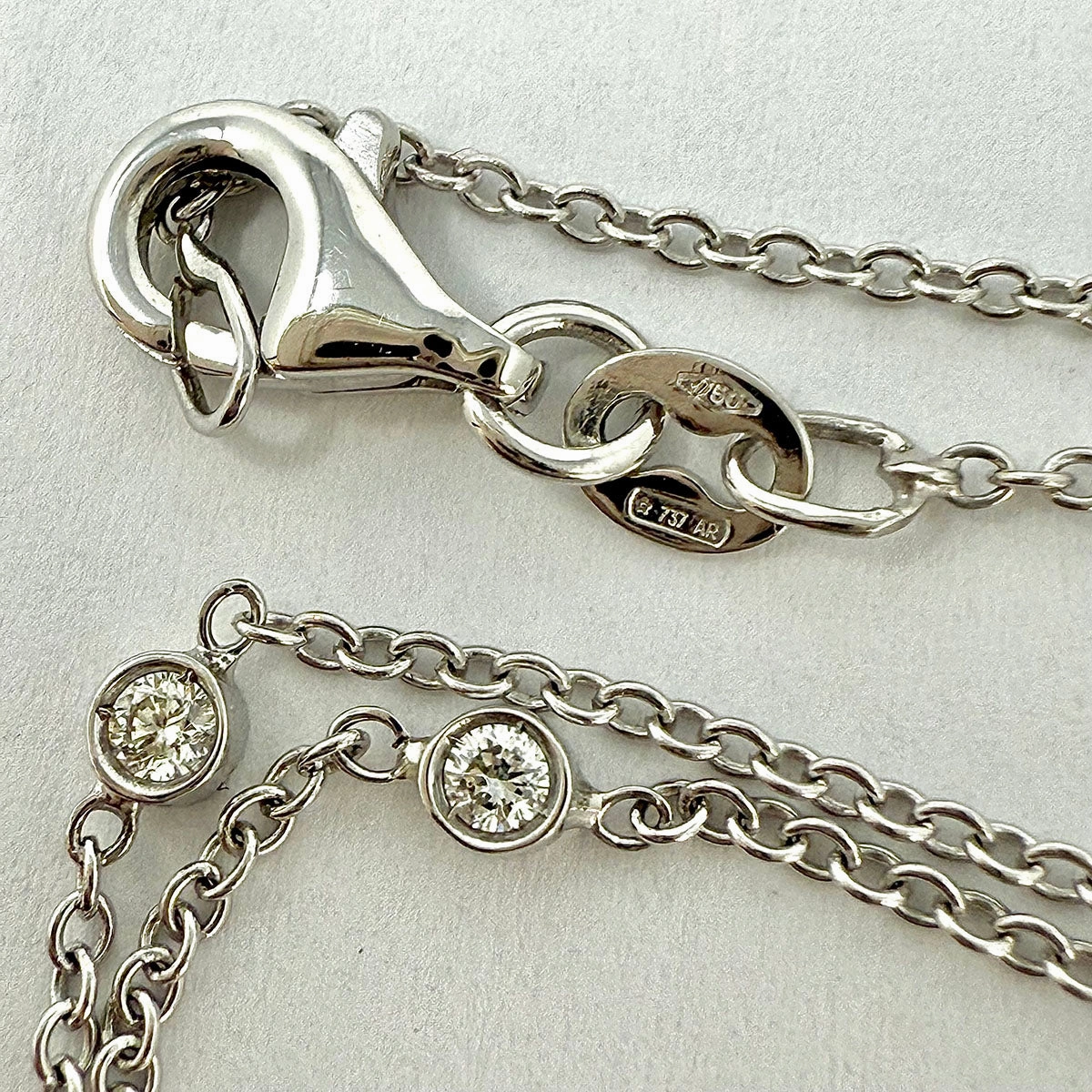 Hasbani 18K White Gold Diamond Pendant Necklace and 6 Bezel Set Diamonds