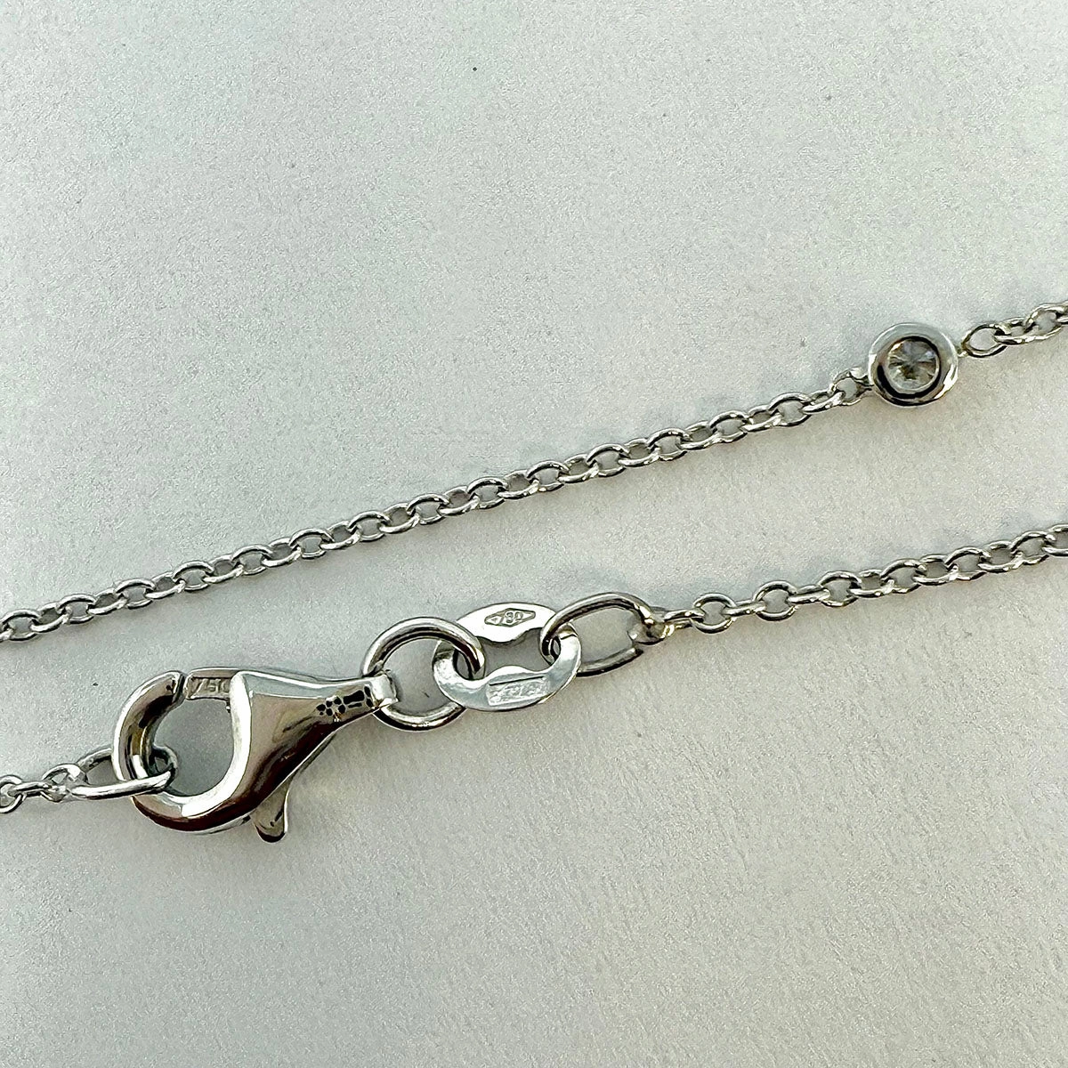 Hasbani 18K White Gold Diamond Pendant Necklace and 6 Bezel Set Diamonds