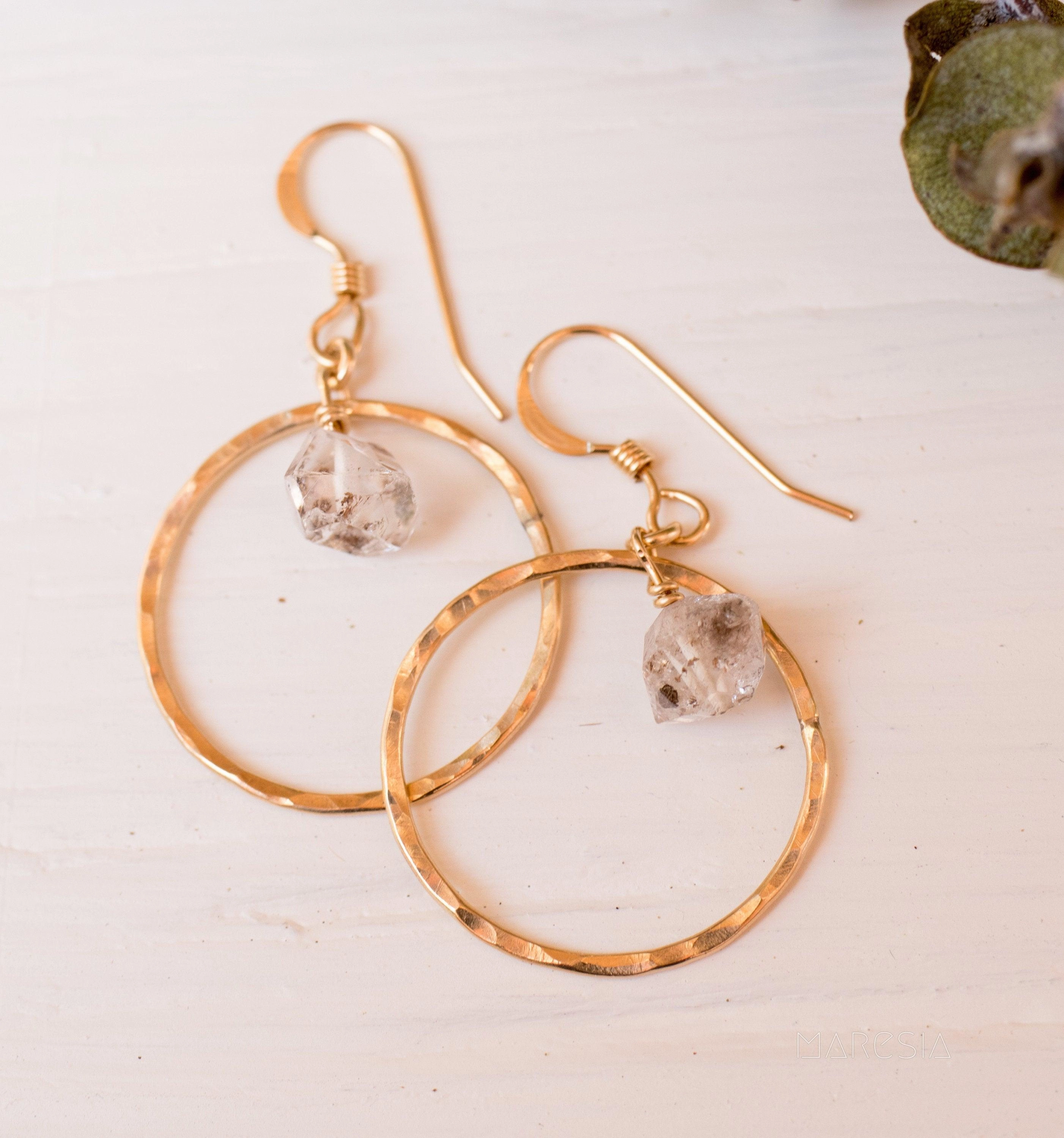 Herkimer diamond Earrings ~ 14k Gold Filled or Sterling Silver 925 ~ ME150