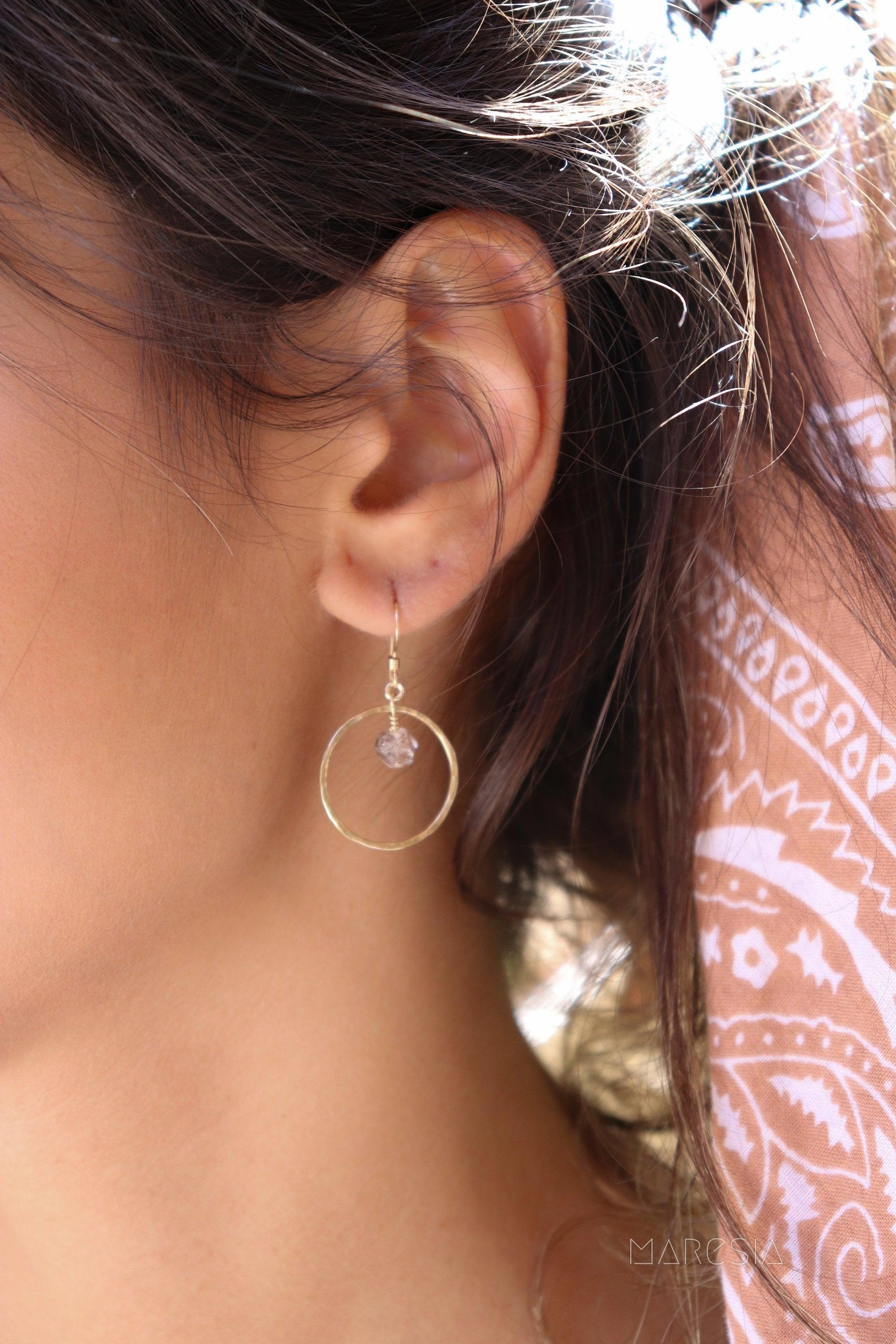 Herkimer diamond Earrings ~ 14k Gold Filled or Sterling Silver 925 ~ ME150
