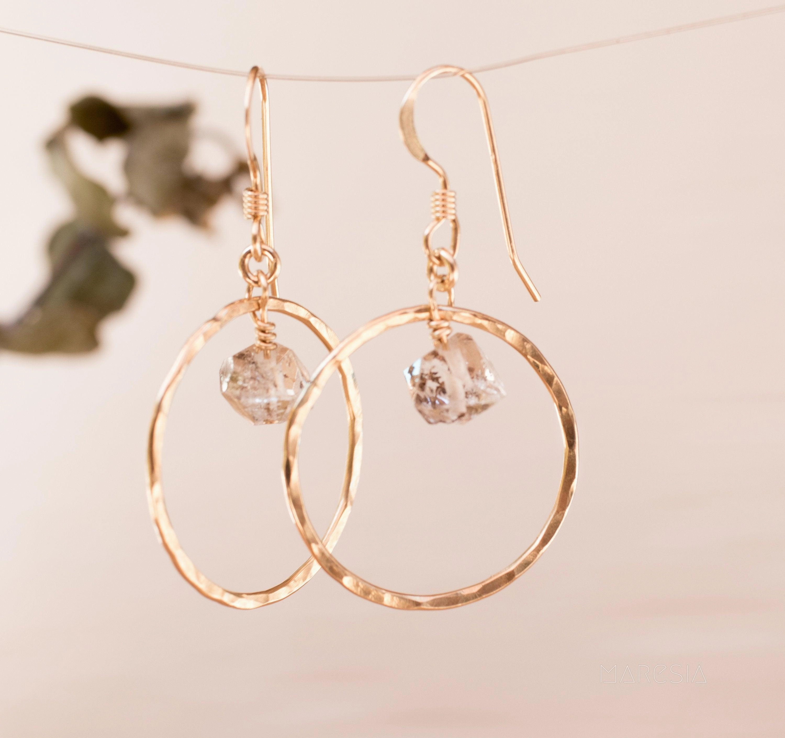 Herkimer diamond Earrings ~ 14k Gold Filled or Sterling Silver 925 ~ ME150