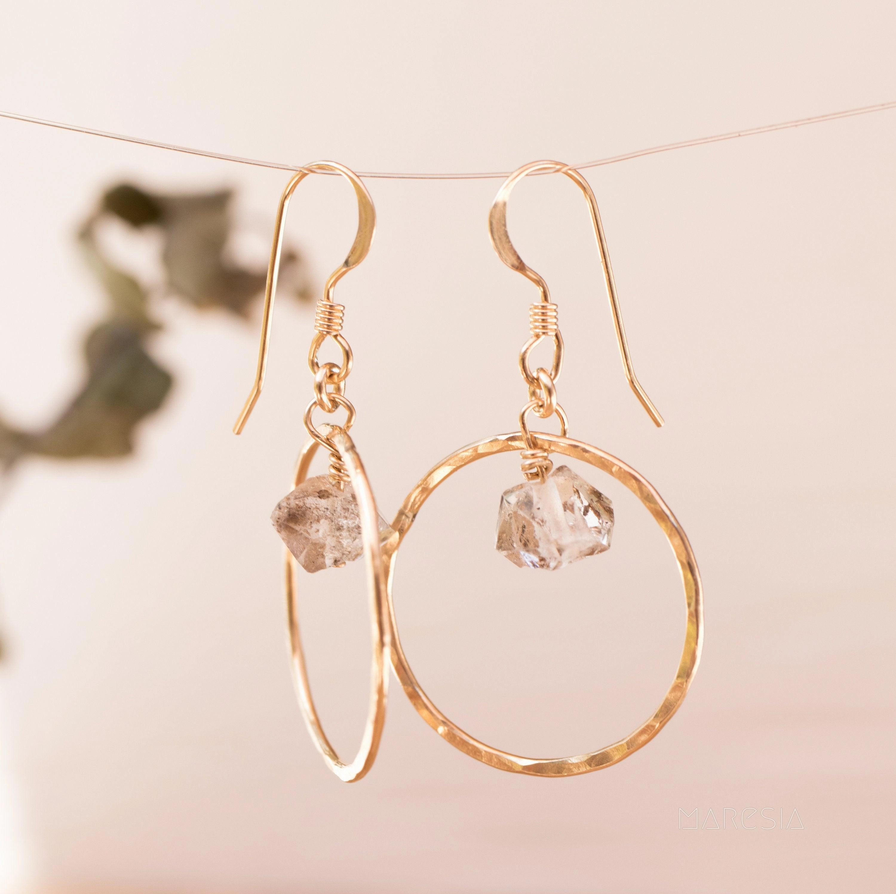 Herkimer diamond Earrings ~ 14k Gold Filled or Sterling Silver 925 ~ ME150