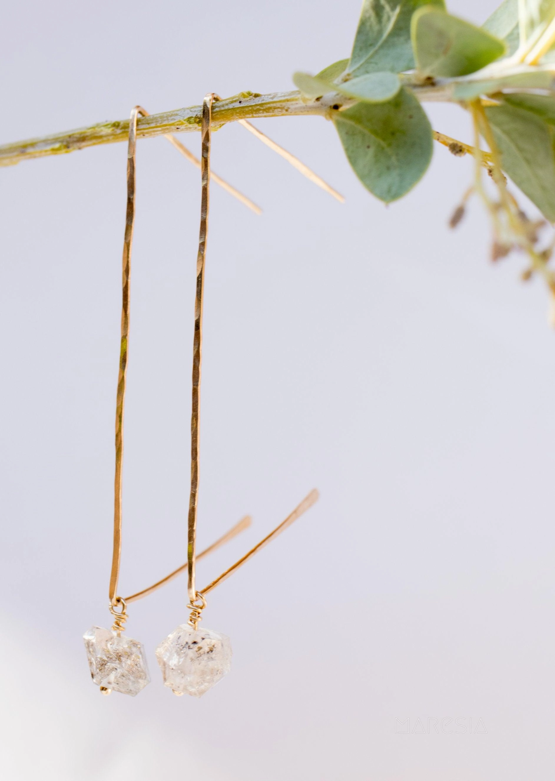 Herkimer Diamond Earrings ~ Gold Filled or Sterling Silver 925 ~ ME057