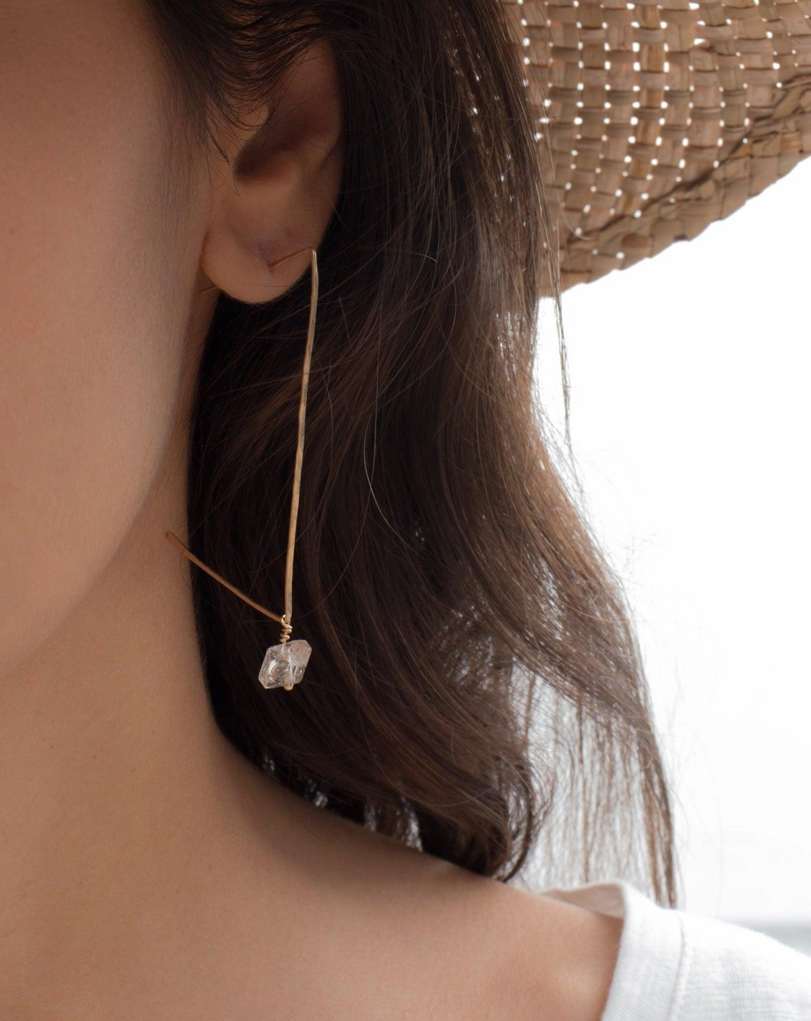 Herkimer Diamond Earrings ~ Gold Filled or Sterling Silver 925 ~ ME057