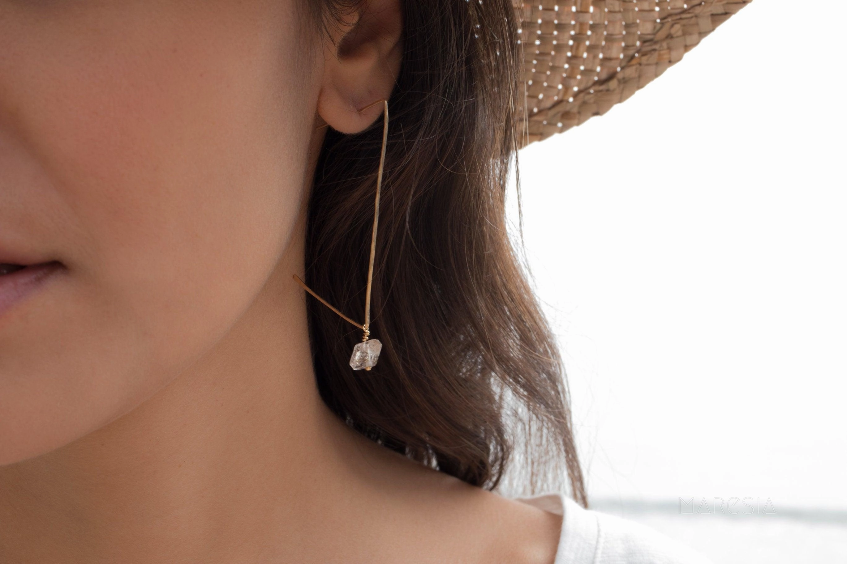 Herkimer Diamond Earrings ~ Gold Filled or Sterling Silver 925 ~ ME057