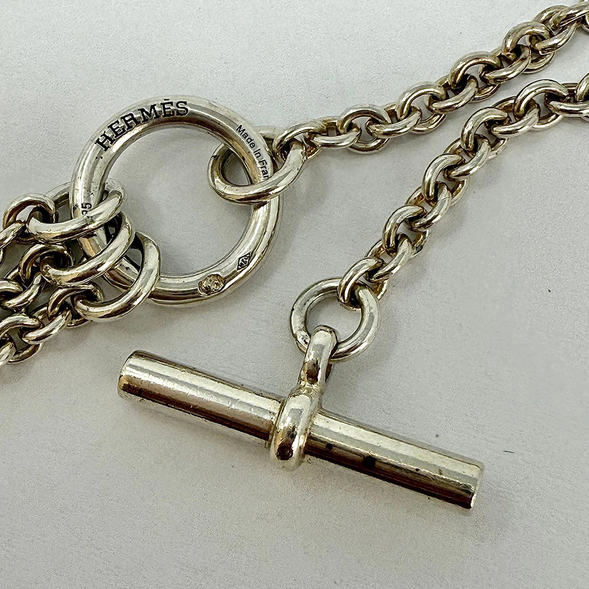 Hermes 15" Sterling Silver Chain D'Ancre Necklace