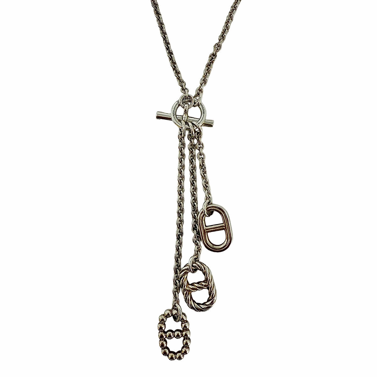 Hermes 15" Sterling Silver Chain D'Ancre Necklace