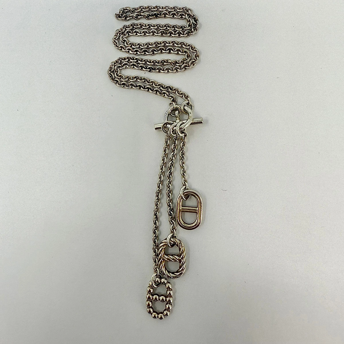 Hermes 15" Sterling Silver Chain D'Ancre Necklace