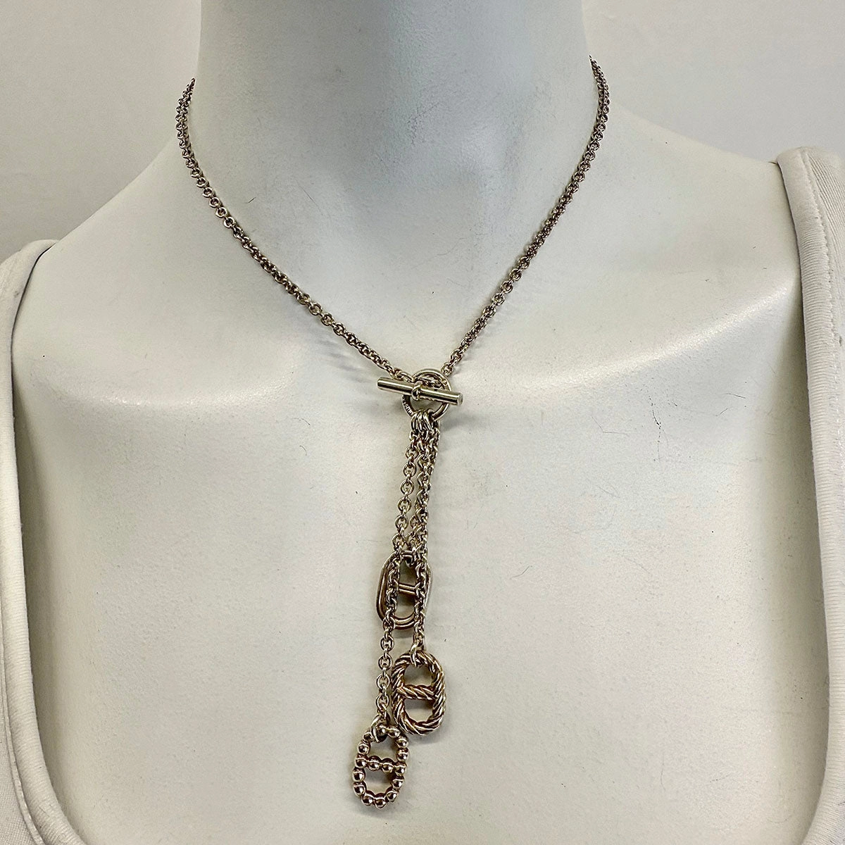 Hermes 15" Sterling Silver Chain D'Ancre Necklace
