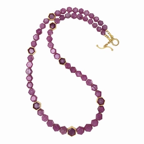 Hexagonal Ruby Bead Necklace