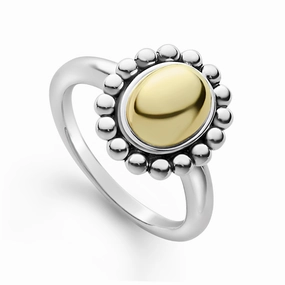 High Bar 18K Gold Caviar Dome Ring