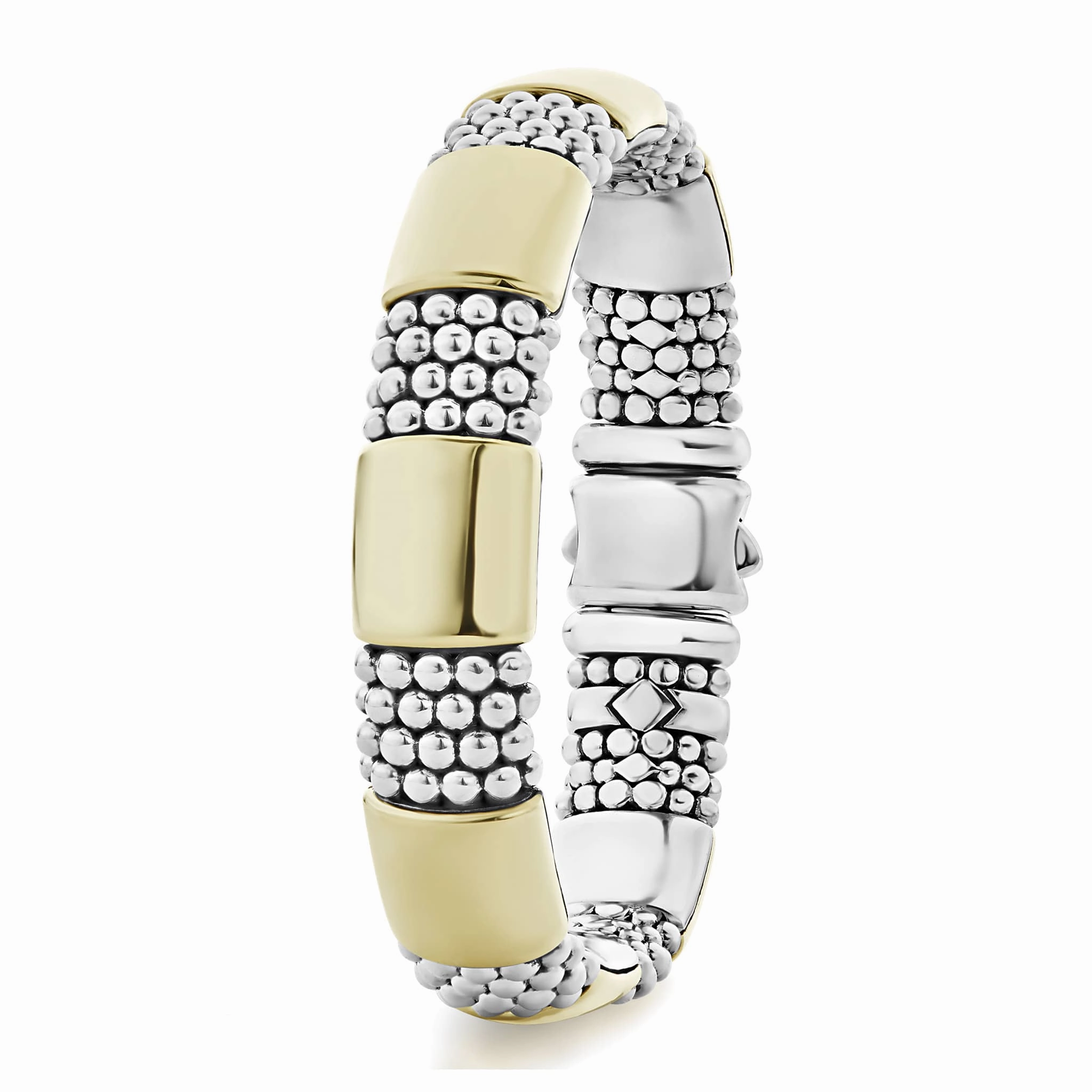 High Bar Gold Station Caviar Bracelet | 12mm