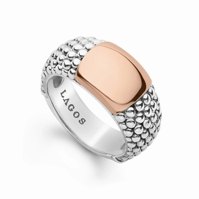 High Bar Rose Gold Station Caviar Ring