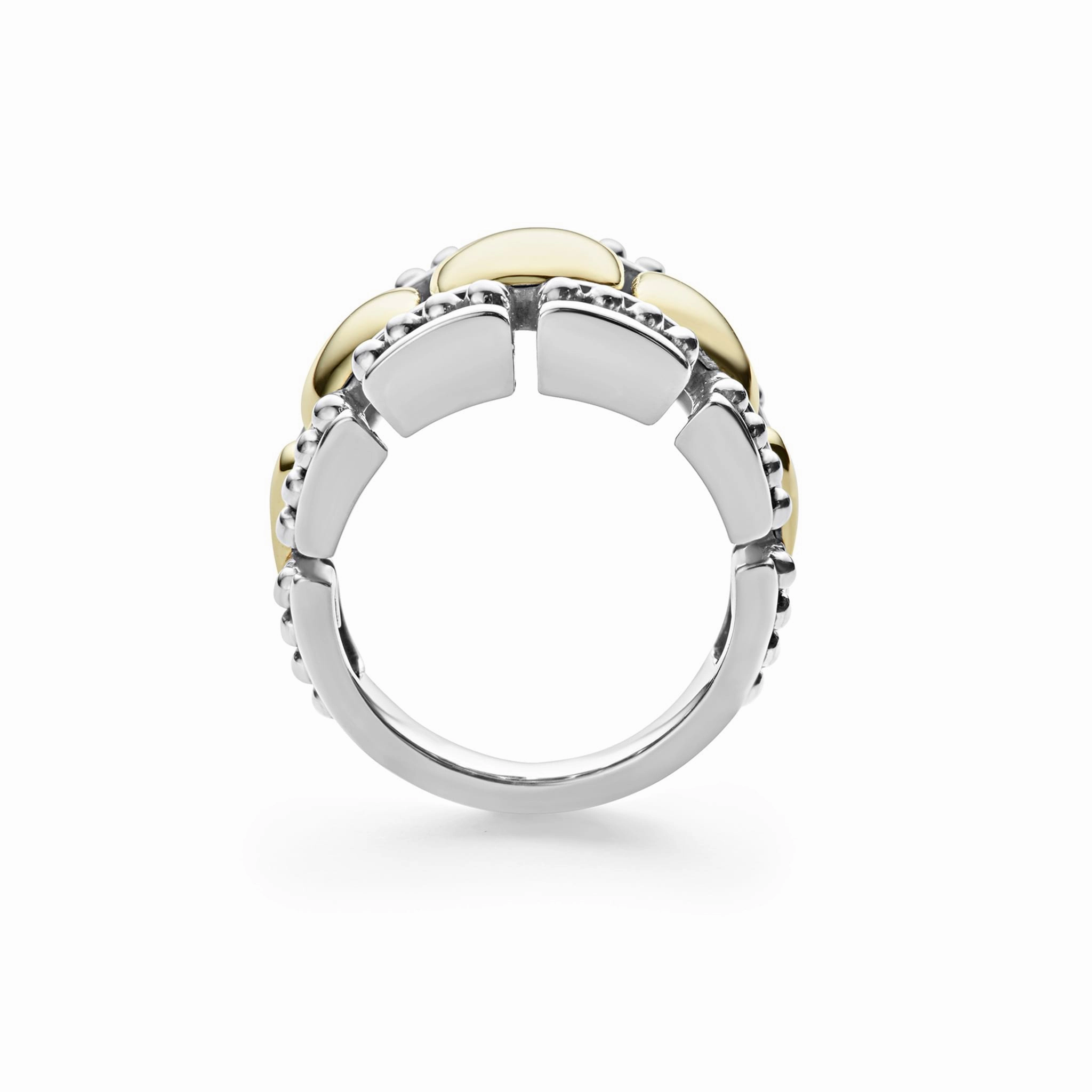High Bar Two-Tone Caviar Statement Ring