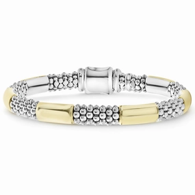 High Bar Two-Tone Station Caviar Bracelet | 6mm