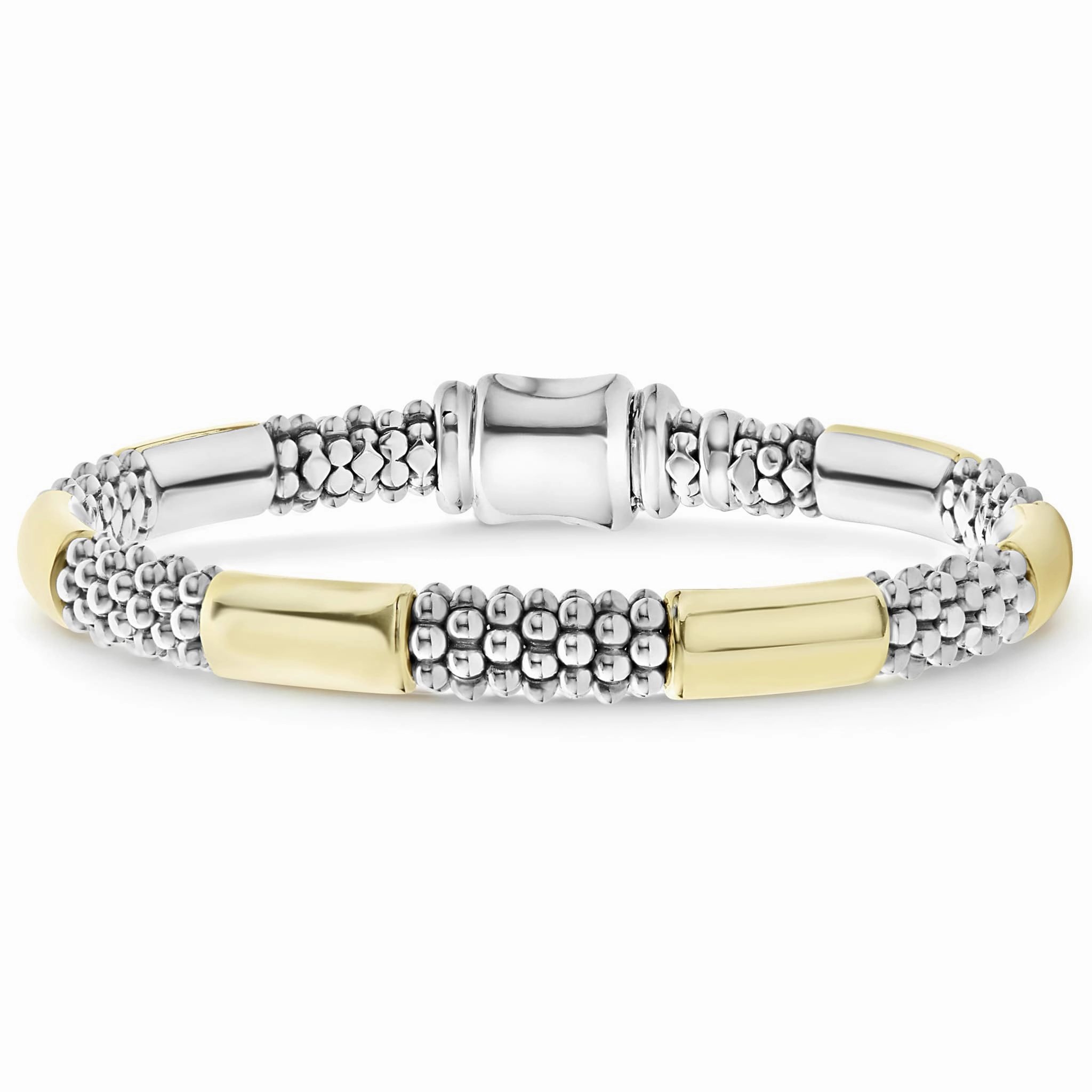 High Bar Two-Tone Station Caviar Bracelet | 6mm