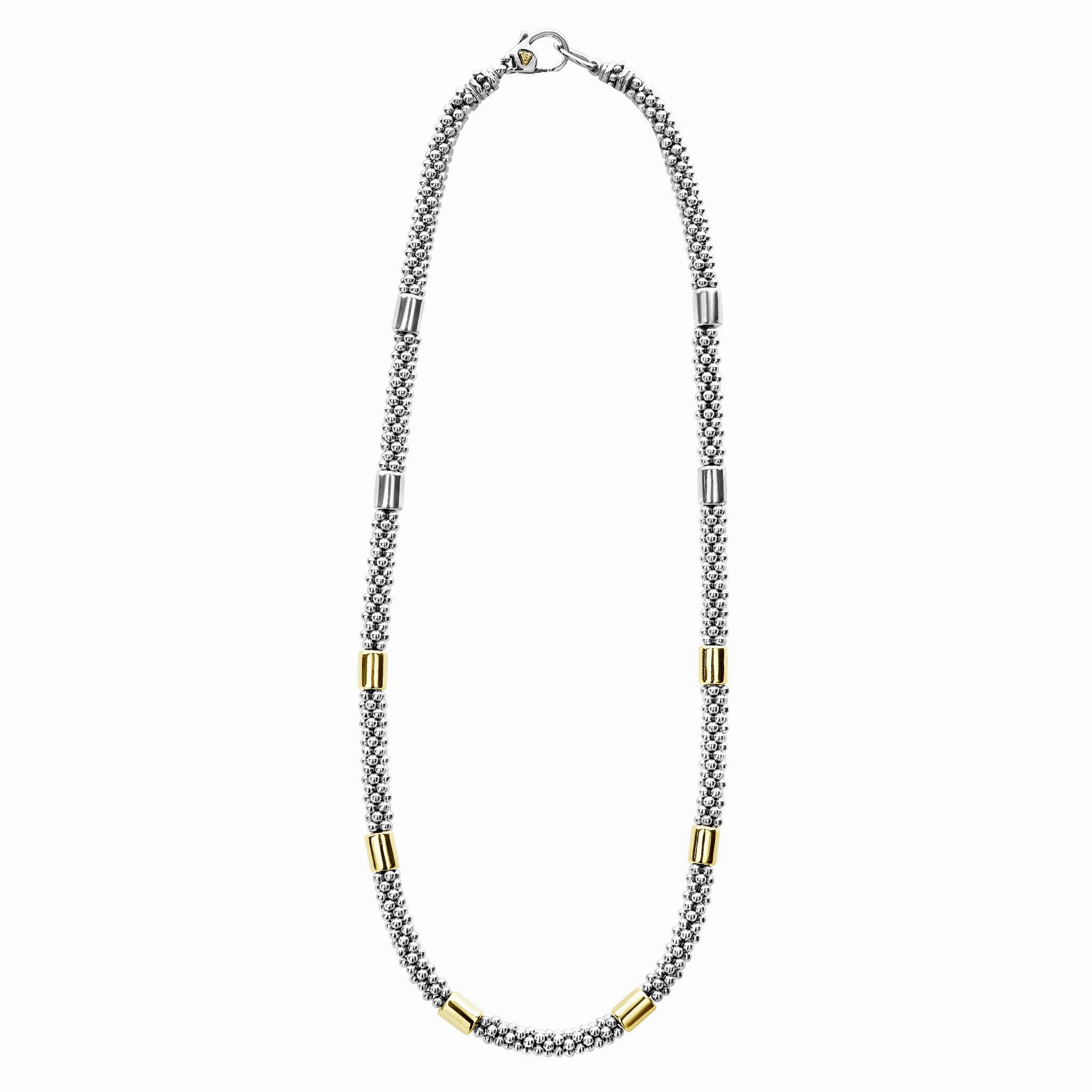 High Bar Two-Tone Station Caviar Necklace | 5mm