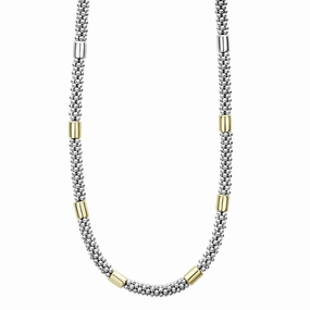 High Bar Two-Tone Station Caviar Necklace | 5mm
