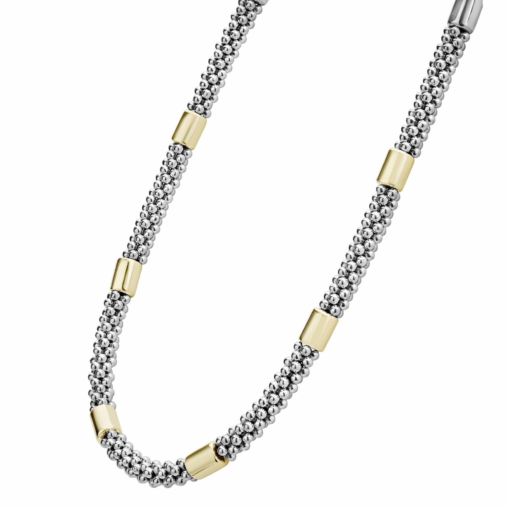 High Bar Two-Tone Station Caviar Necklace | 5mm
