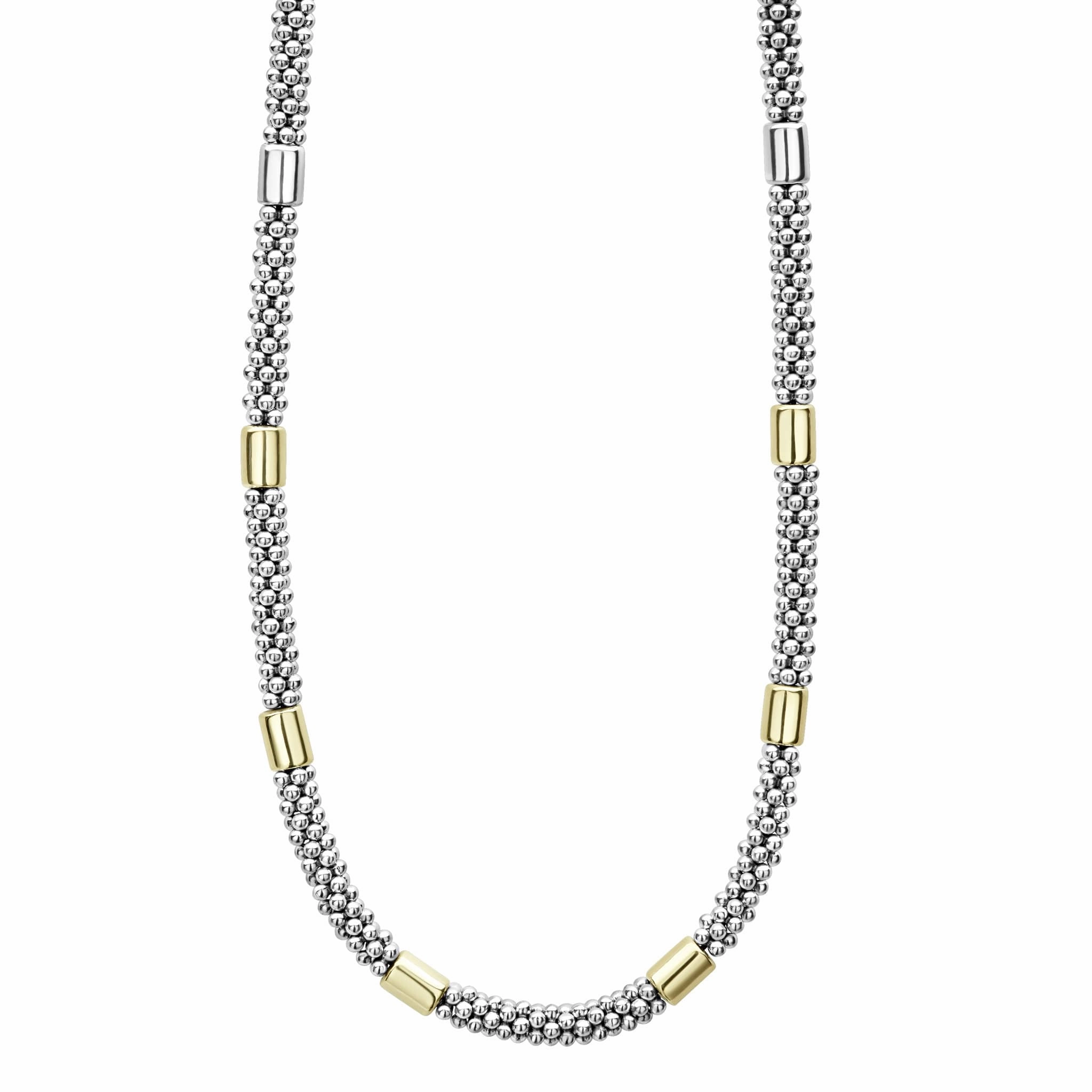 High Bar Two-Tone Station Caviar Necklace | 5mm