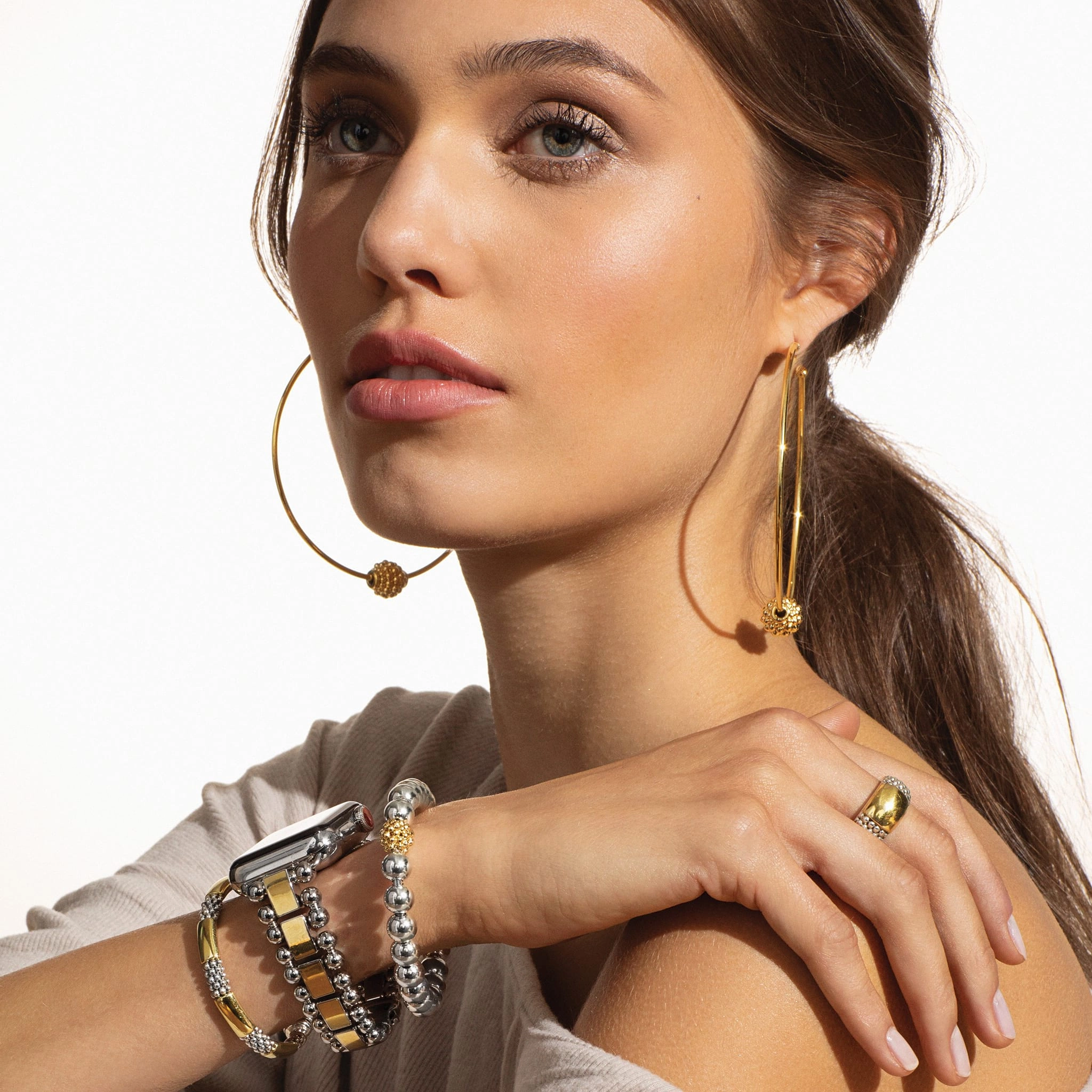 High Bar Two-Tone Station Caviar Ring