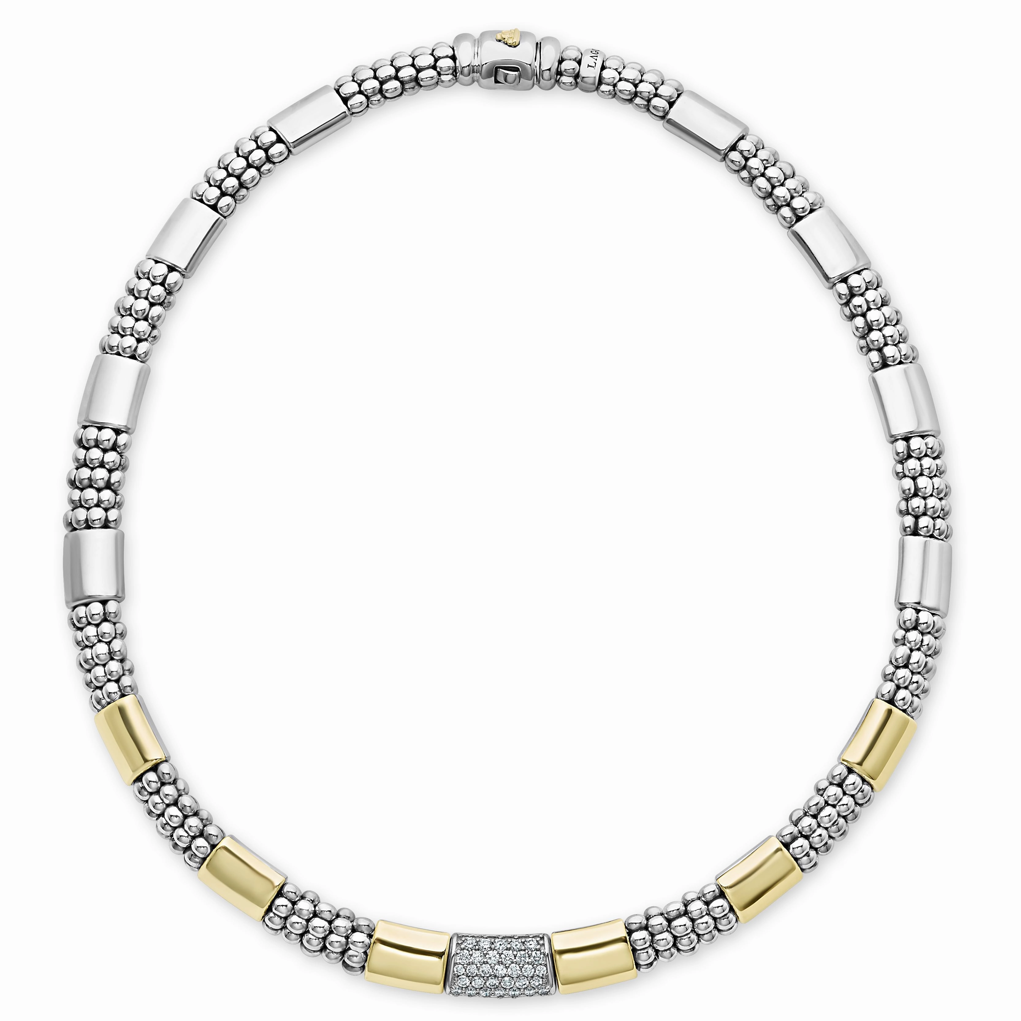 High Bar Two-Tone Station Diamond Necklace